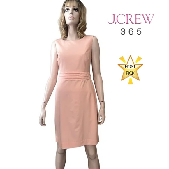 J. CREW 365 Dress Refined Wool Blend Pale Pink Sleeveless Sheath Pleated Waist - Picture 1 of 14